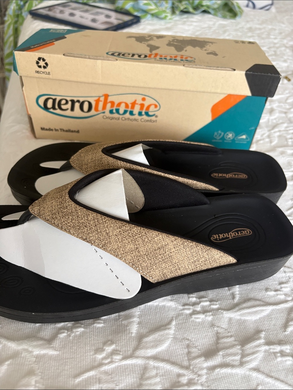 Aerothotic Women’s Sandals in Metallic Gold and Black